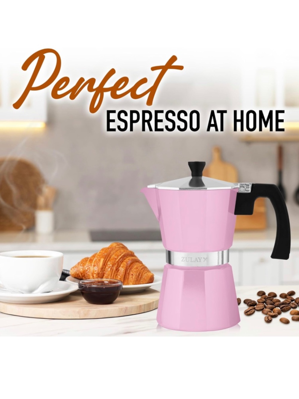 Zulay Kitchen Pink Moka Pot Espresso Maker - 300ml (6-Cup